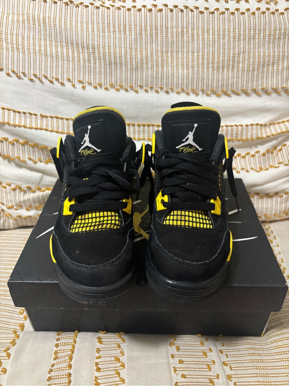 Jordan Kids Black and Yellow Retro Sneakers